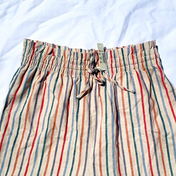NWT Madewell Rainbow Stripe Shorts S Pull On Drawstring Cotton Linen - Picture 9 of 11